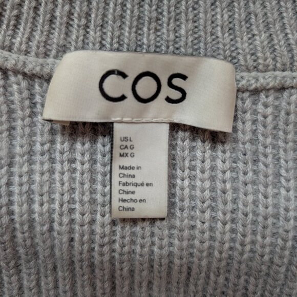 COS Heather Gray Half Zip Jumper Wool & Cotton Size L - Picture 5 of 10
